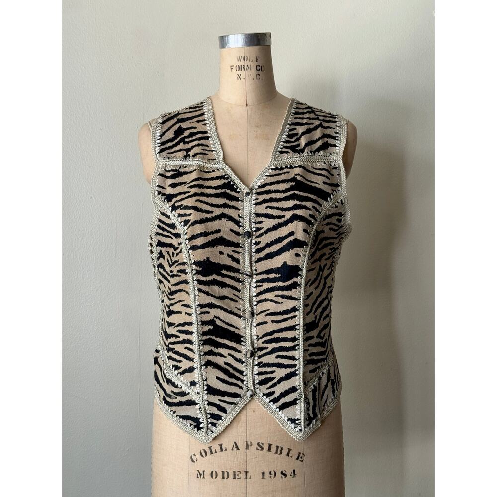 Vintage Taupe Suede Zebra Vest